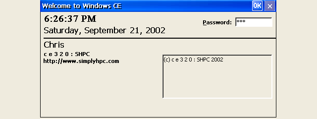 Windows CE .net 4.1 Secure Logon Screen